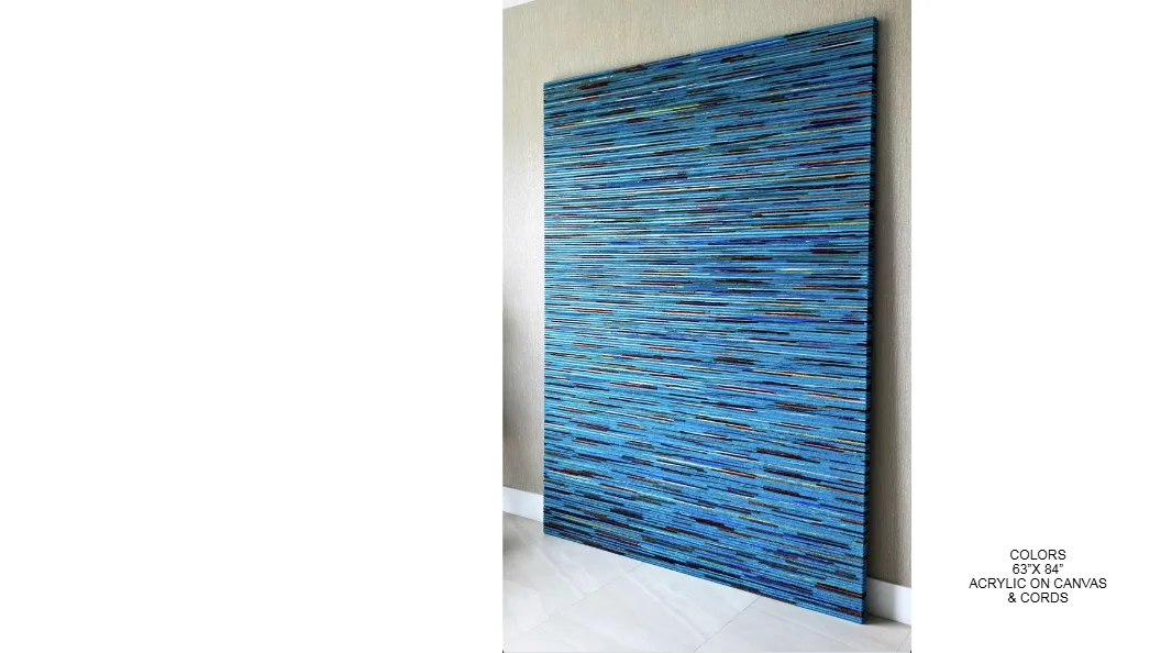 Colors — 63x84 inch kinetic string art by Alessandra Meskita, acrylic on canvas and cords
