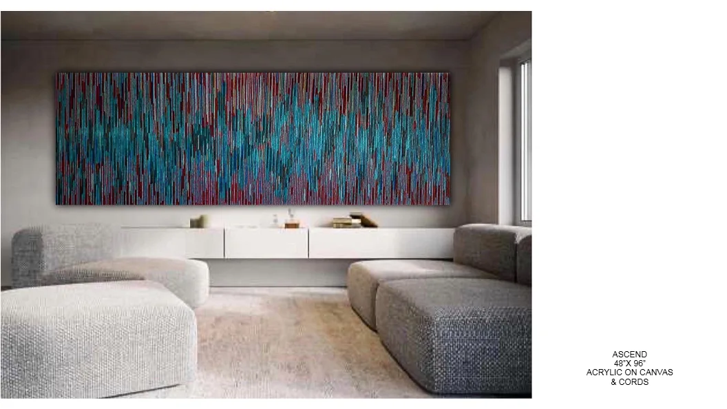 Ascend — 48 inch kinetic string art by Alessandra Meskita, acrylic on canvas and cords