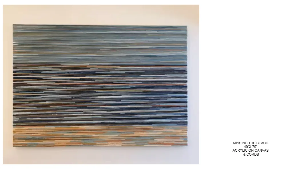 Missing the Beach — 40x70 inch kinetic string art by Alessandra Meskita, acrylic on canvas and cords