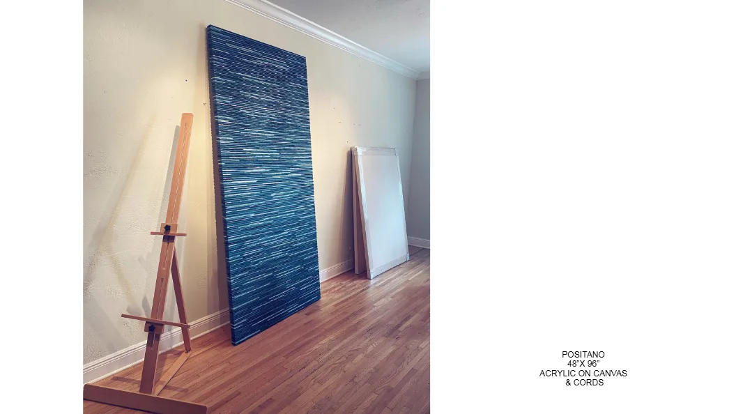 Positano — 48x96 inch kinetic string art by Alessandra Meskita, acrylic on canvas and cords