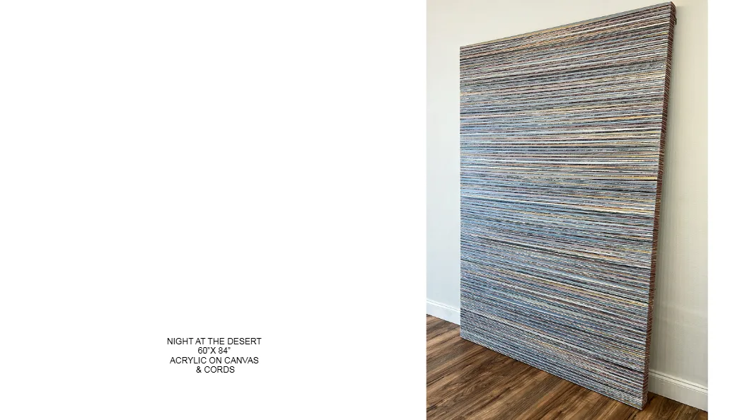 Night at the Desert — 60x84 inch kinetic string art by Alessandra Meskita, acrylic on canvas and cords
