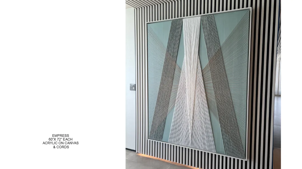 Empress — 60x72 inch kinetic string art by Alessandra Meskita, acrylic on canvas and cords