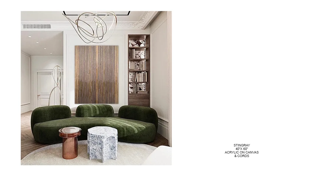 Stingray — 40x60 inch kinetic string art by Alessandra Meskita, acrylic on canvas and cords